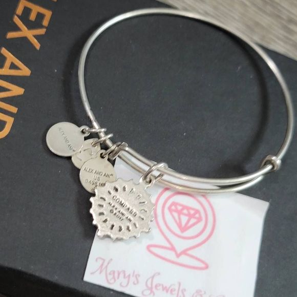 Alex and Ani Compass Symbol Charm Bangle Bracelet - Picture 3 of 3